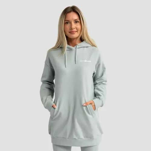 GymBeam Limitless Longline női kapucnis pulóver eukaliptusz