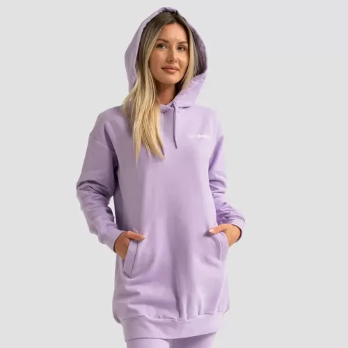 GymBeam Limitless Longline női kapucnis pulóver levendula